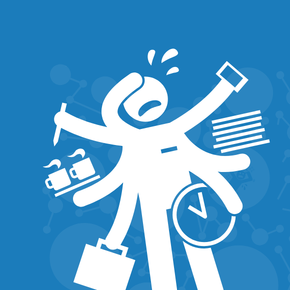 Illustratie van stress herkennen aan drukte, overbelasting en veranderingen in gedrag.